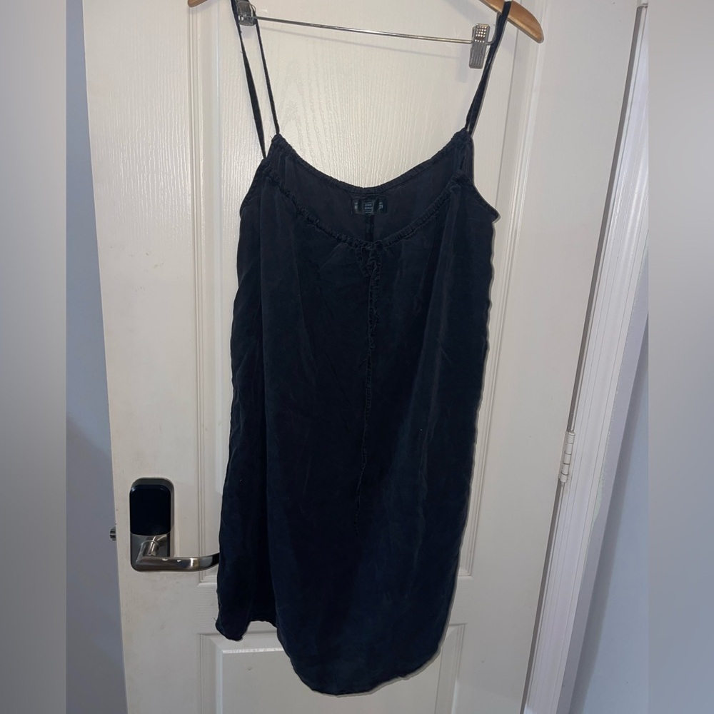 Black Mini Slip Dress with Spaghetti Straps